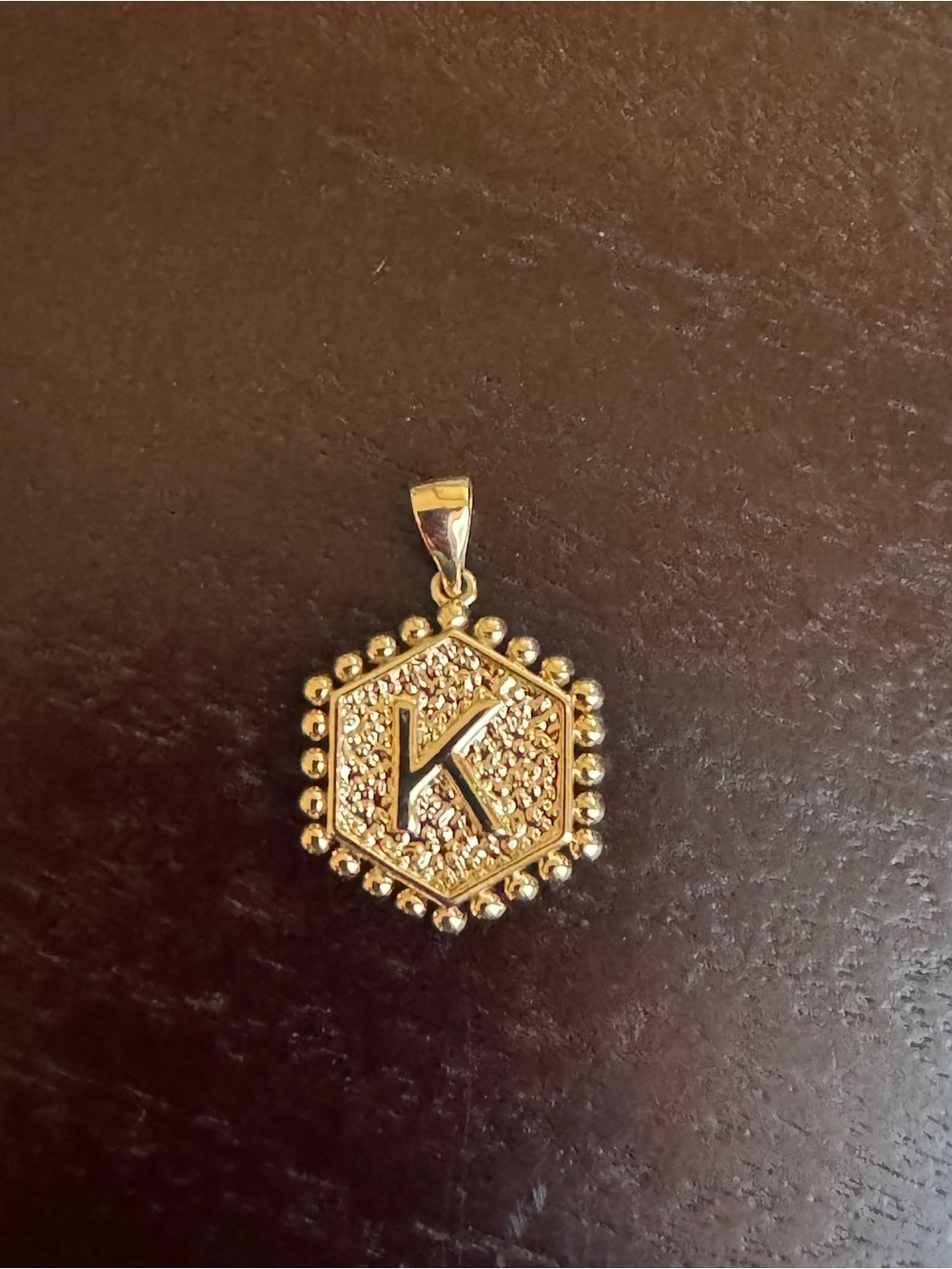 Gold Initial K Hexagon Pendant Necklace - Women Jewelry